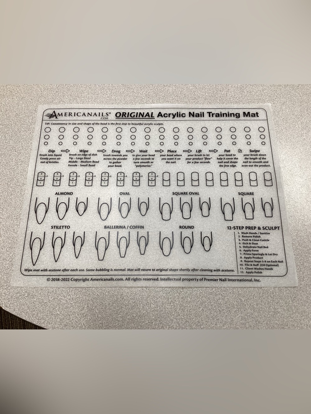 American Nails Original Acrylic Nail Training Mat